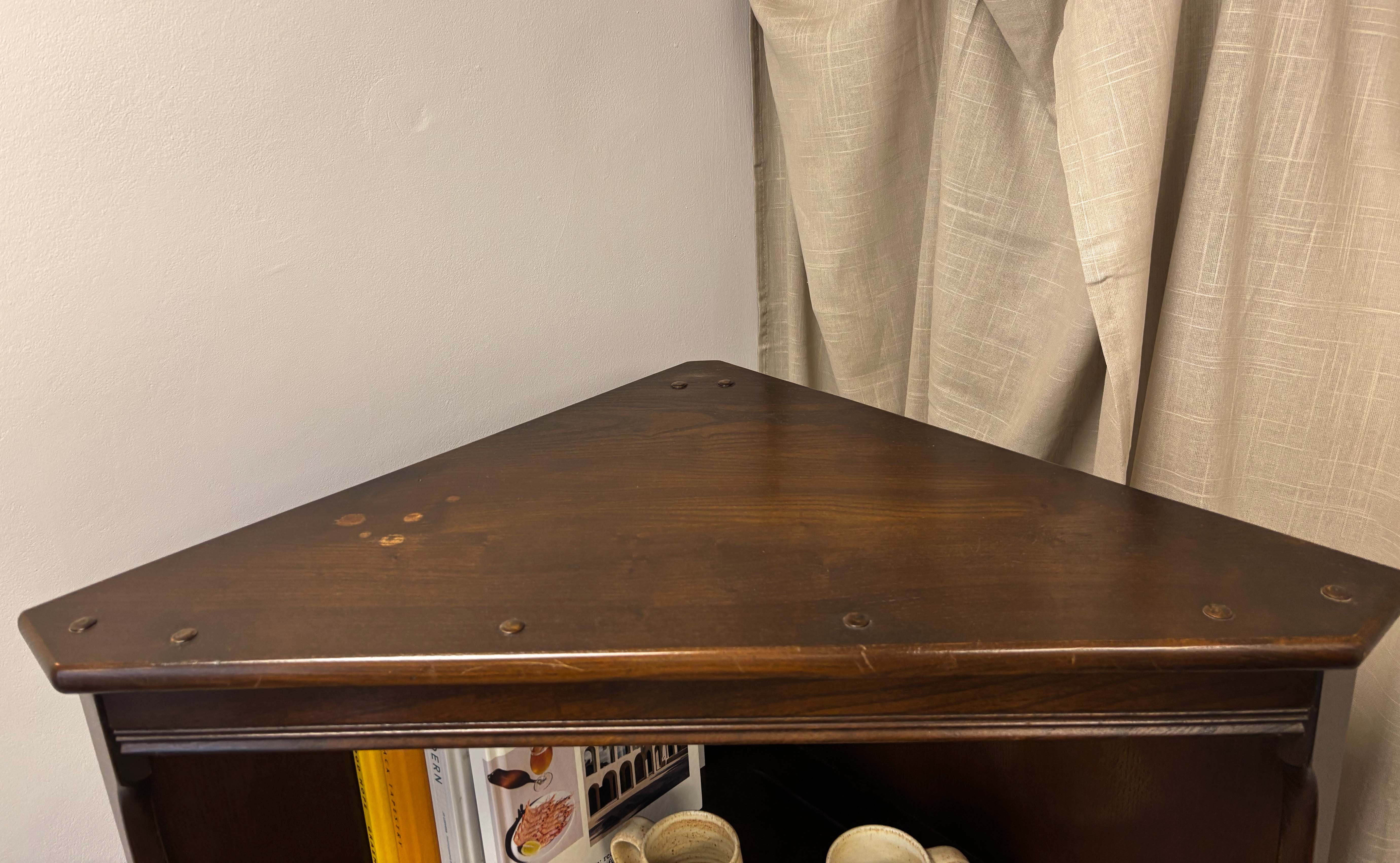 Dark Ercol Corner Cabinet / Bookcase