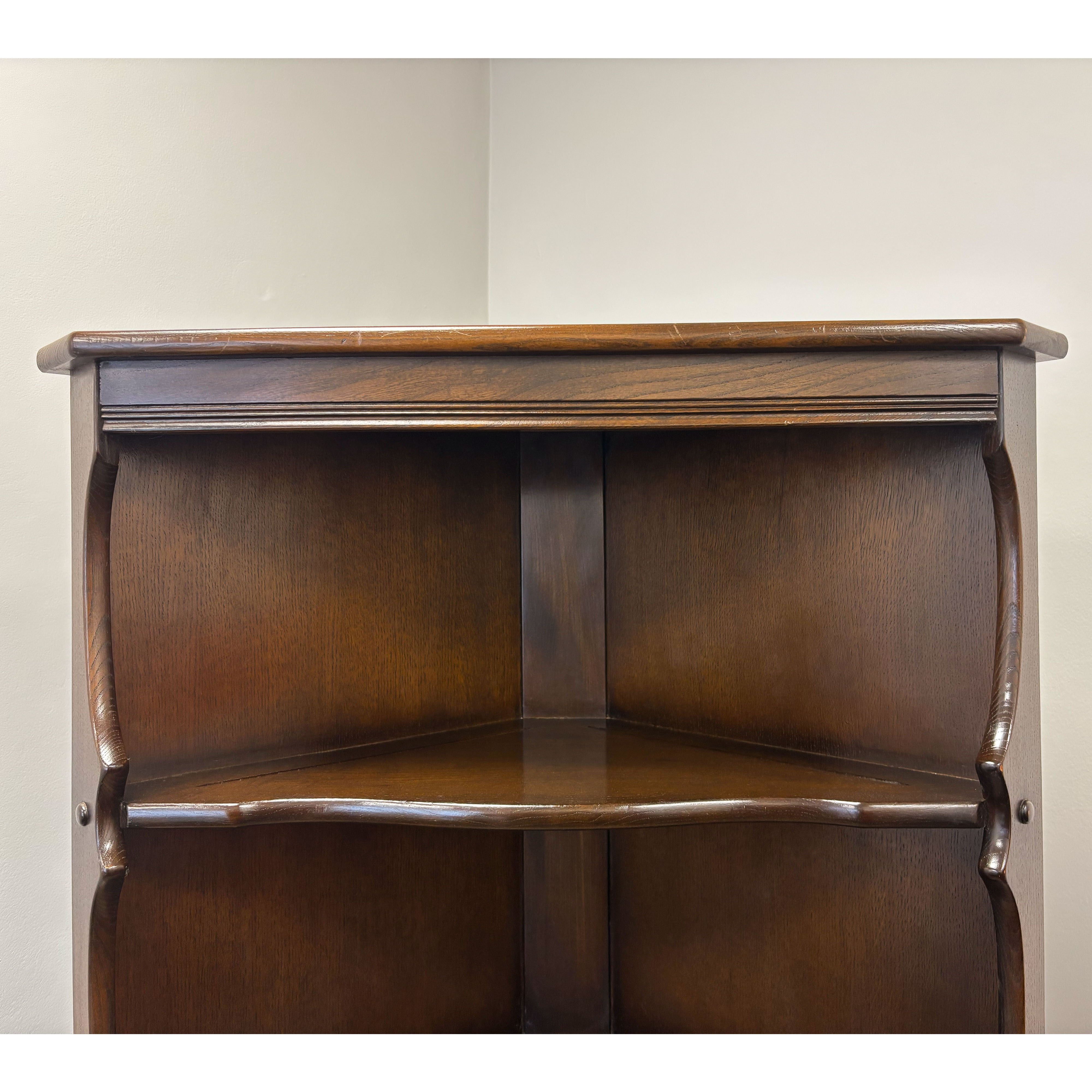 Dark Ercol Corner Cabinet / Bookcase
