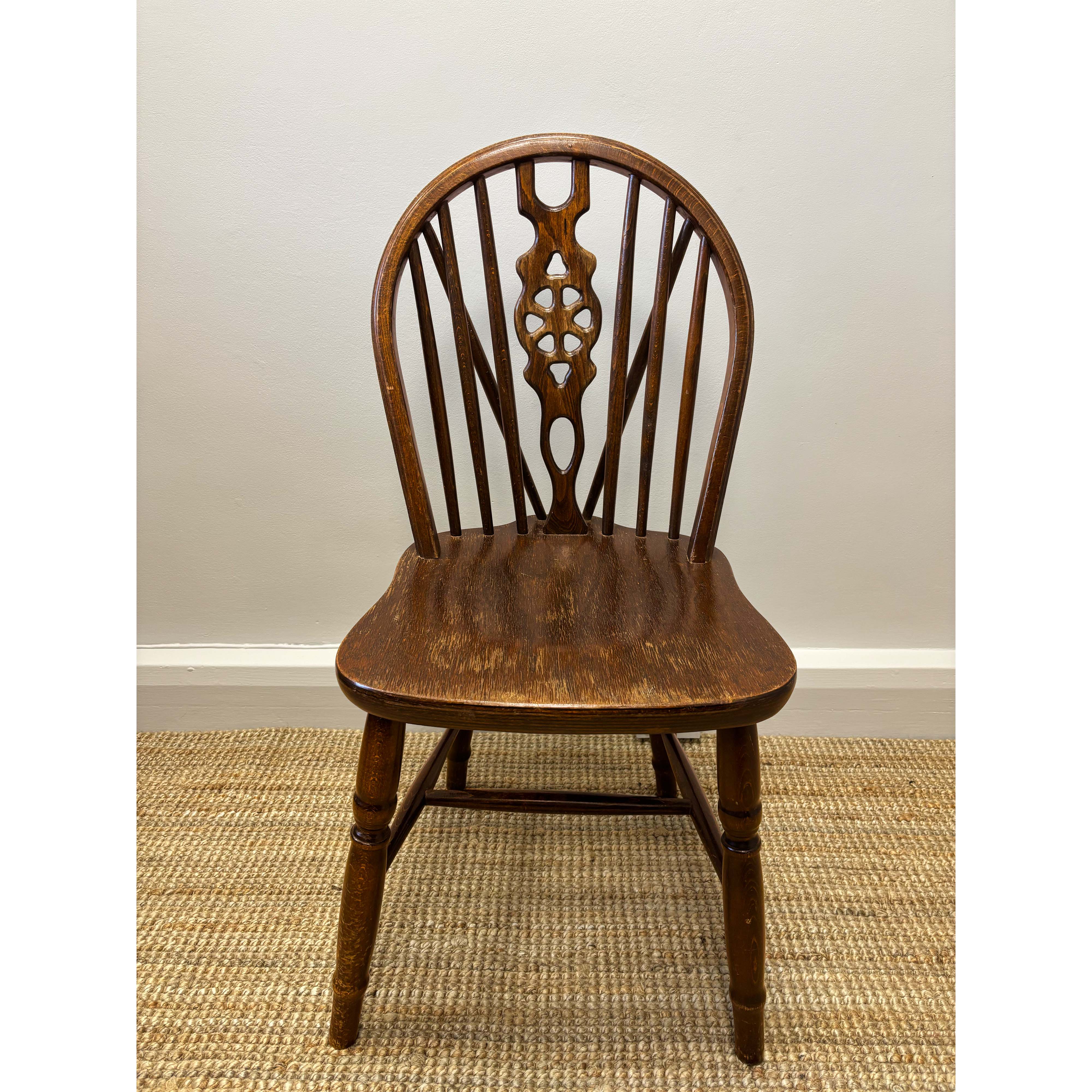 Vintage Romanian Wheelback Windsor Dining Chairs (Set of 4)